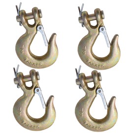 kingsea Clevis Slip Hook,1/4” Forged Steel G70 Chain Hook with Safety Latch 12600 lbs for Trailer Truck Transport Tow Winch Hook Trailer (1/4 inch, 4 Pack)