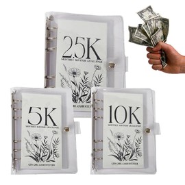 12-Month Money Savings Challenges Book with Envelopes,Envelope Savings Binder Challenge Book,Reusable 2.5K/5K/10K Dollars Money Budget Binder for Cash Saving (2.5K+5K+10K)