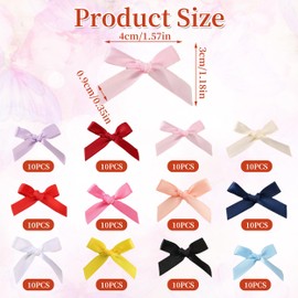 Piacolnic Mini Ribbon Bows, 120 Pieces Twist Tie Bows, Colorful Satin Bowknot Gift Wrap Bows for DIY Crafts Gift Wrapping Wedding Party Bridal Baby Shower Birthday Decorations