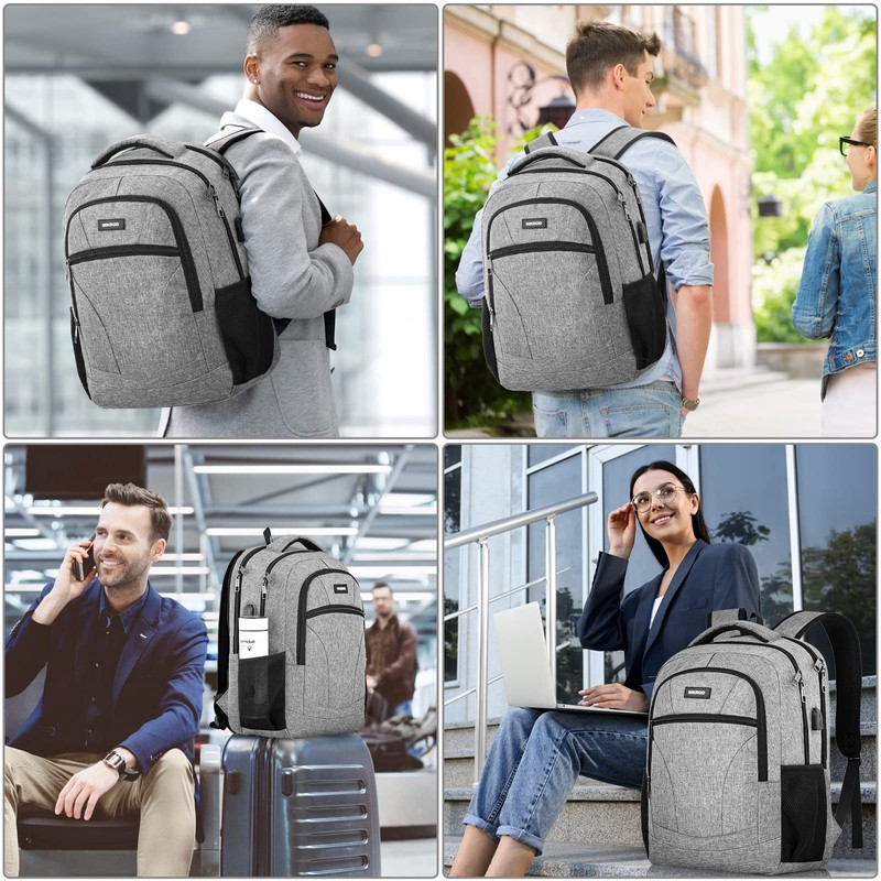 BIKROD Men's School Backpack Boys 15.6 Inch Laptop Bag, gray,