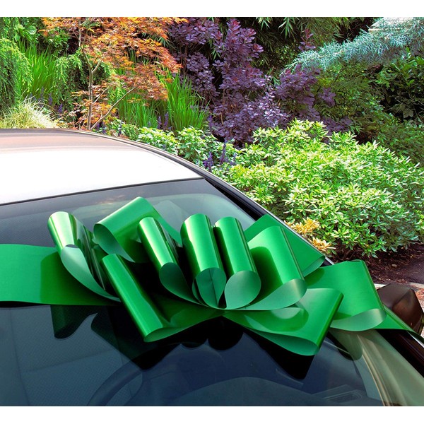Big Emerald Green Car Bow - 25" Wide, Large Ribbon Gift Decoration, Fully Assembled, Easter, Birthday, Fundraiser, School Dance, Fall Decor, Christmas, Mardi Gras, St. Patrick's Day