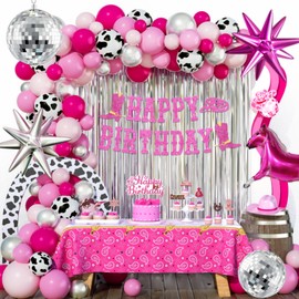Party Inspo - Decoraciones de fiesta de discoteca vaquera, decoraciones de cumpleaños rosadas, decoración de fiesta de cumpleaños con temática de rodeo de caballo occidental, cortina con flecos,