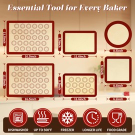 LuxDuo Silicone Baking Mat Set of 6, Non Stick Food Grade Sheet Set
