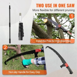 Vevor Lightweight Aluminum Manual Pole Saw 4.9-20 ft Extendable Tree Pruner with Sharp Steel Blade for High Branches Trimmingblade length: 4.9-20ft, pruning tool type: Pruning Knives