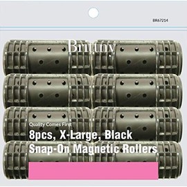 Brittny Snap-On Magnetic Rollers - Black 8 Count X-Large (Pack of 2)