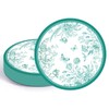 50 Pieces 13" Green Floral Butterfly Place Mats Disposable Round