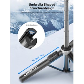 Selfie Stick & Phone Tripod, All in 1 Selfie Stick with Remote, Phone Travel Tripod Stand for Video Recording, Live Streaming, Photograph, Group Photo, Vlog Compatible with All Cellphones