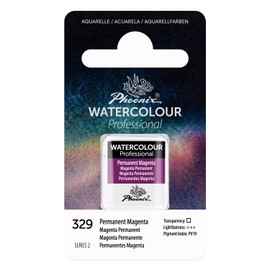 PHOENIX Professional Watercolor Paint - Single Watercolor Half Pan - Permanent Magenta 329