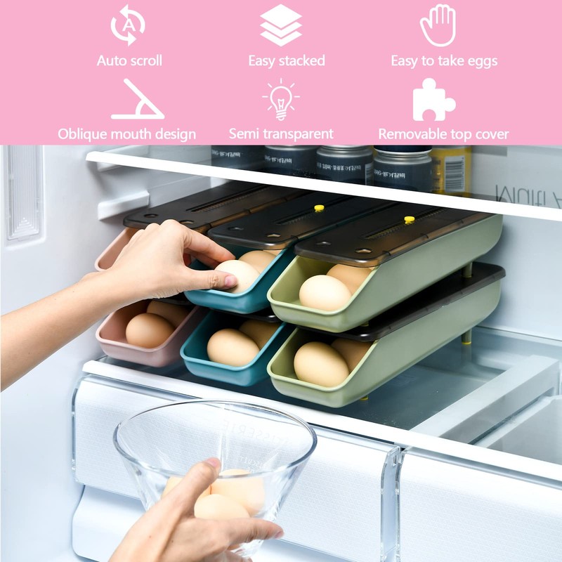 QeeHeng Egg Holder for Refrigerator with 4 Pack Stainless Steel