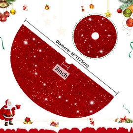 ShinyBeauty Red Christmas Tree Skirt 48 Inch Tree Skirt for Home Decorations Small Velvet Tree Skirt Xmas Tree Skirt Red Mini Tree Skirts Shimmer Tree Cover Holiday/Thanksgiving