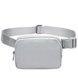 Waist Belt Bag Fashion Fanny Pack Women and Men Gift Crossbody Bag With Adjustable Strap For Travel Running Hiking Walking (Light Gray)
