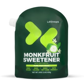 Lesweet Monk Fruit Sweetener with Erythritol, Monk Fruit Extract, 1:1 White Sugar Substitute, Zero Calorie, Keto Friendly, Non-GMO, Perfect for Coffee & Baking, 16 oz (Pack of 1)