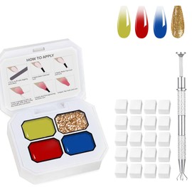 Finger Secret 4 Colors Set Ombre Gel Nail Polish,GelS Polish Palette with 20Pcs Nail Sponges for 3d Gel Nail Art can be Painted in Salon or Home Use (k8)