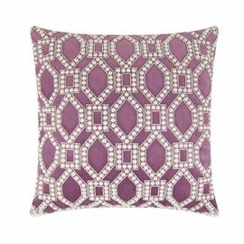 Pearl Lattice Pillow, Faux Pearls, Glass Rhinestones, Soft Velvet Backing, Feather Fill, for Dramatic Luxury Home Décor, Lavender, 16" x 16", Sold Individually