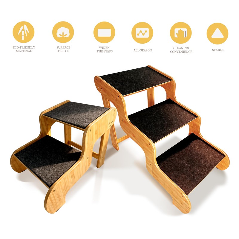 Extra Wide Dog Stairs for Large Dogs, 3-Step,Supports Up to