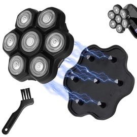 7D Magnetic Razor Head for Universal Head Shaver Men's Waterproof Replacement Razor Head with Bald Razor Attachment Compatible Wet and Dry Shaving Systems for Bald and Beard (Black)