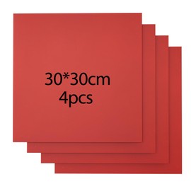 Creatorally 4 Pack Pre-Painted Colored Plywood Sheets,12x12x1/8 Inch (3mm) Basswood Board,Ideal for Laser Cutting, Engraving, DIY Crafts, Ornaments, Models Making (Red)