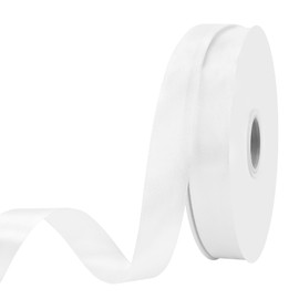 Maclemon White Double Satin Ribbon 7/8 inches x 100 Yards Solid Colour Ribbon For Gift Wrapping Craft Sewing Hair Accessories Balloons Birthday Parties Wedding Decorations And More