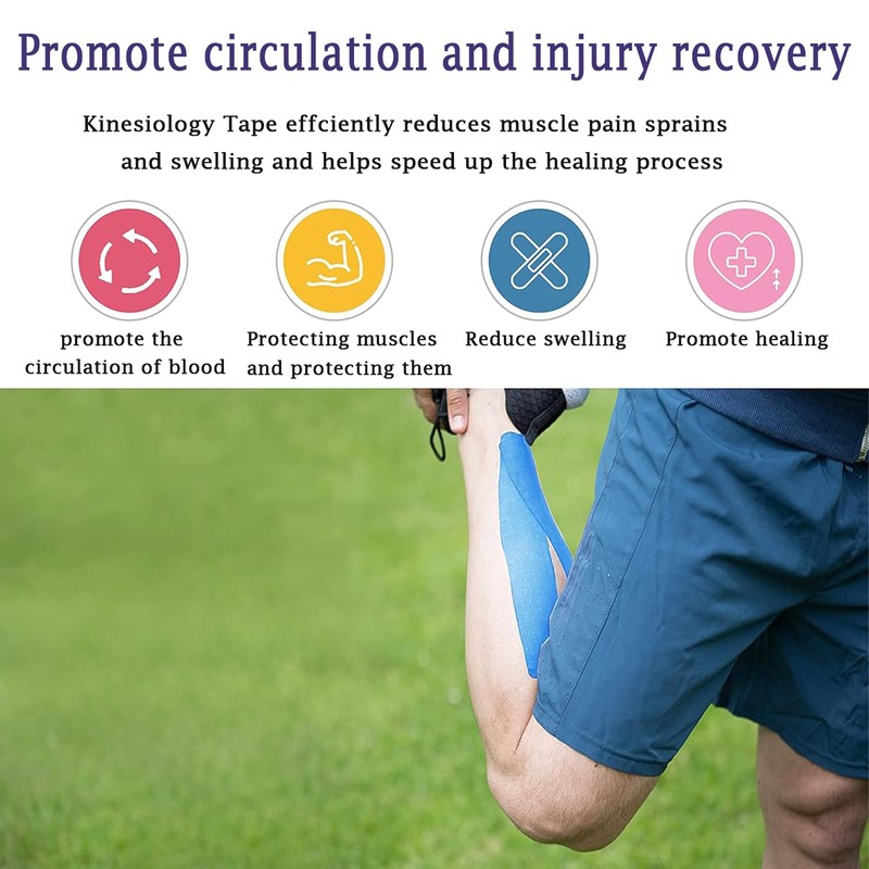 2 Rolls Kinesiology Tape (5cm x 5m Per Roll), Waterproof