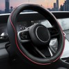 Ouzorp Cubierta duradera de piel para volante de coche, rojo