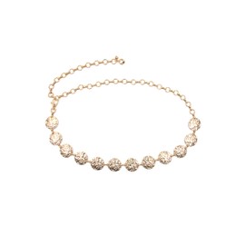 Kawai Chain Belt with Round Hammered Elements, gold