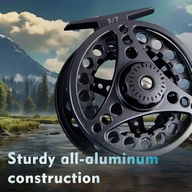 Large Arbor Fly Fishing Reel (3/5, 5/6, 7/8wt), Fly Reel Precision Die Cast from Aluminum Alloy.