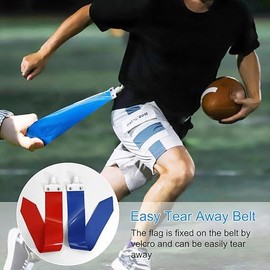 NATOTI Flag Football Belts, 10 Sets of Adjustable Flag Football Set with 30 Flags, Easy Tear Away Belt for Youth Adults Training