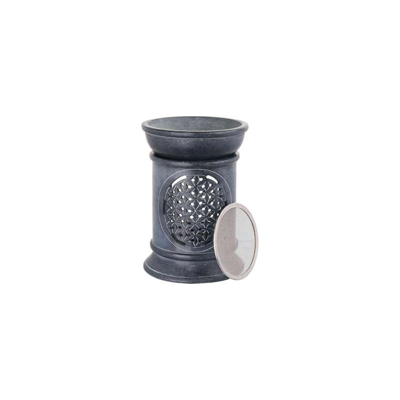 NKlaus Incense Burner 10 x 7.6 cm Soapstone - Flower