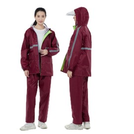 VOKLLIYU Raincoat Top and Bottom Set, Men's, Bicycle, Raincoat, Unisex, Double Brim Included, Reflective Tape, For Rainy Season, Ultra Waterproof, Windproof, Durable, Rain Gear, Rain Cover, Storage