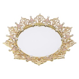 Vanity Tray, Ring Holder Jewelry Ornate Dish, Metal Decorative Makeup Tray for Vanity, Dresser, Bathroom, Bedroom