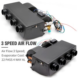 Saihisday A/C Air Conditioning Universal Evaporator Assembly Unit 12V, Under-Dash A/C Heating Cooling Unit with 4 Vents for Car Truck Portable AC for Car