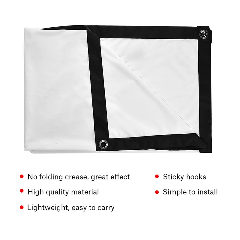 Tissting Projector Curtain Canvas, White Projector Curtain, Portable Projection Screen,