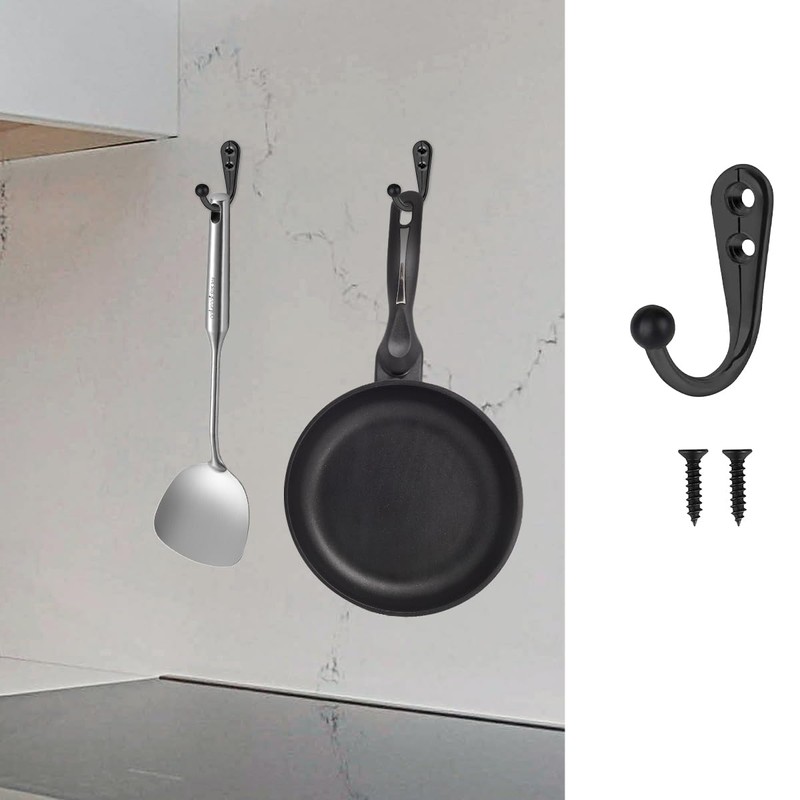 GLADFRESIT 10 Pieces Coat Hooks - Black Single Prong Metal
