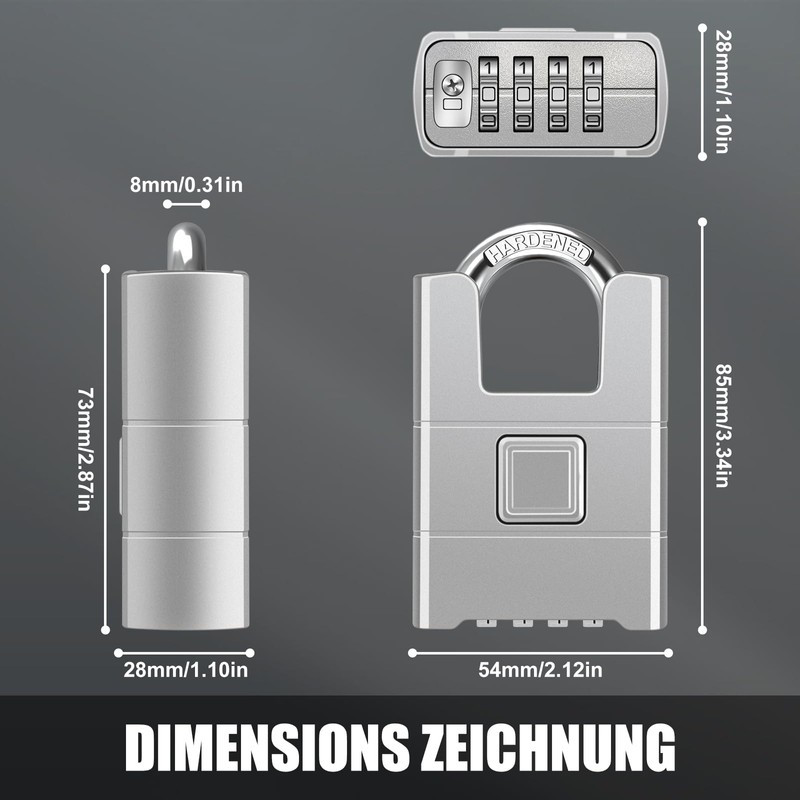 Anti-Cut Heavy Combination Lock, 54 mm Heavy Duty Padlock with