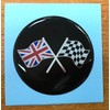 UNION JACK/CHEQUERED FLAG Domed Sticker/Decal - 42mm