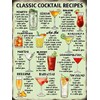Classic Cocktail Recipes - Kitchen Pub, Retro Vintage Metal Tin