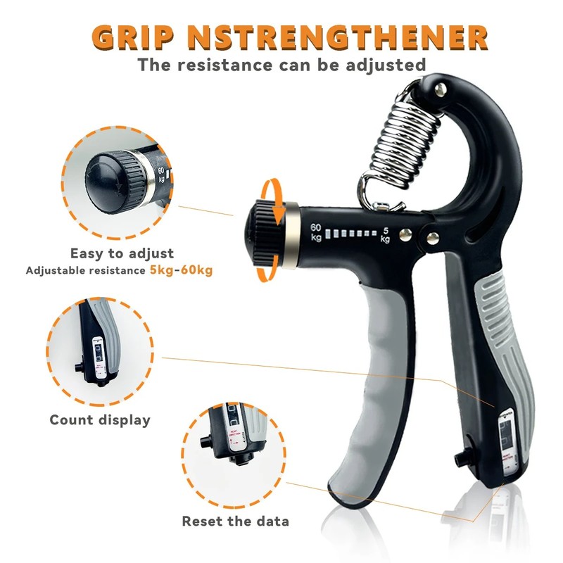 Adjustable Hand Grip Strength Trainer 11–132lb, Forearm Exerciser for Hand