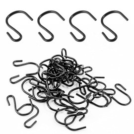 Bonsicoky 50PCS S Shaped Hooks, 1.25" x 1" Metal Hangers Storage Hooks for Hanging Pot, Jewelry, Decorations, Plants, Black