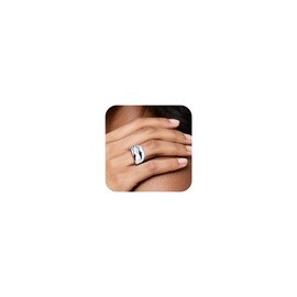 ALEXCRAFT 14K Gold-Plated Double Stackable Ring 2-in-1 Double Stackable Sterling Silver 925 Adjustable Open Chunky Chunky Wide Thick Large Smooth Dome Thumb Rings Size 6-7 Women Men Women