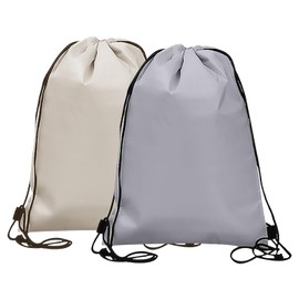 2PCS Cooler Bags, Drawstring Backpack Cooler Bag, Foldable and Reusable, Aluminum Foil Bag, Cooler Bag, Suitable for Work, School, Traveling (Off-White, Gray)