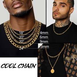 Prosteel Gold Chains Men Chunky Figaro Chain Hip Hop Gold Plated Stainless Steel Necklace Man Choker 18inch Men Necklaces