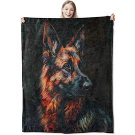 German Shepherd Blanket - Cozy and Soft Flannel Fleece German Shepherd Throw Blanket, Lightweight for Couch and Bedding, Travel and Outdoor German Shepherd Decor Gifts with Fuzzy Design 60×50IN