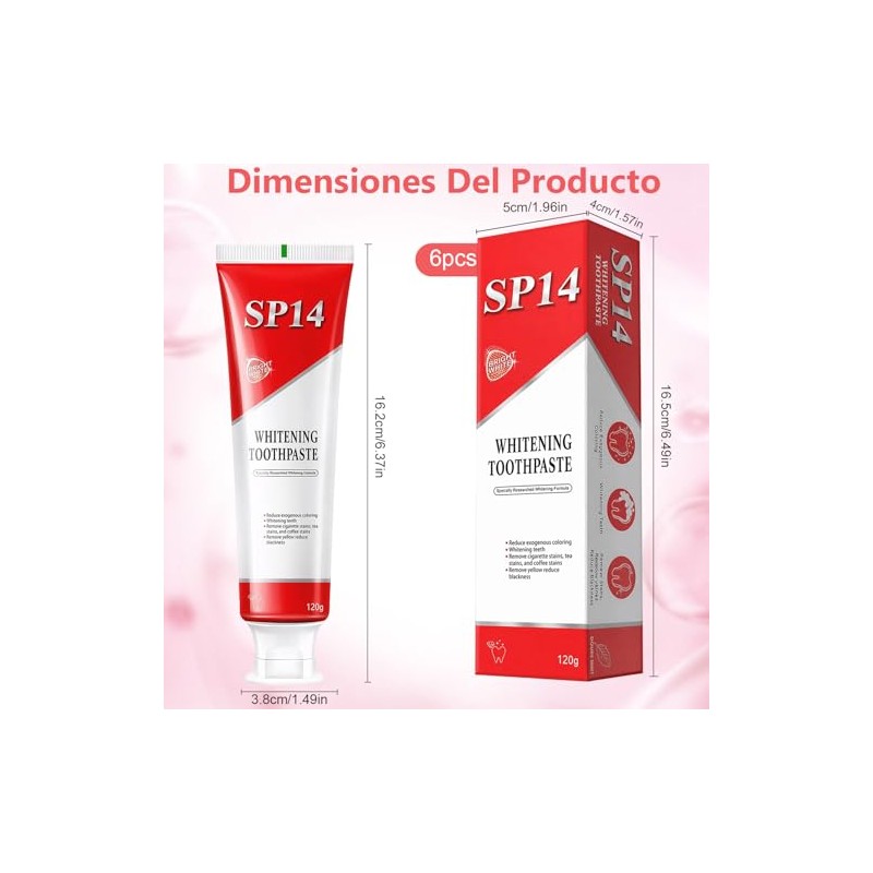 3PCS Pastas Dentales Blanqueadoras SP-14, Pasta de Dientes con Niacinamida