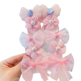 Baby Hair Clips, Set of 10, Baby Hairpins, Hair Bangs, Clips, Toddler, Elastic Hair, Flowers, Cute, Stylish, Tangleless, Nursery, Kindergarten, Elementary School, Children, Hair Clips, Birthday (Pink)
