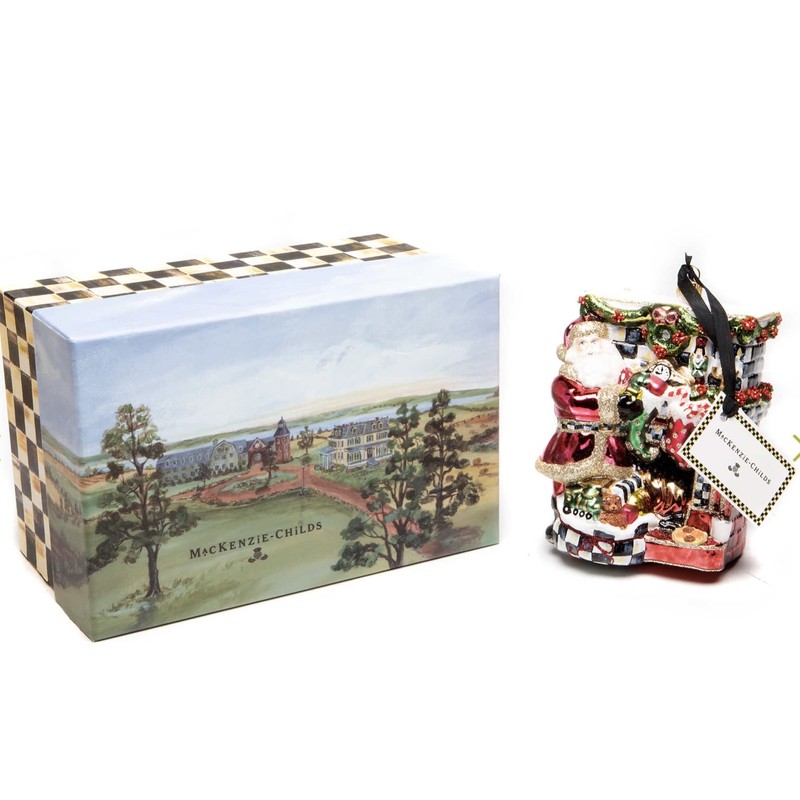 MacKenzie-Childs Glass Ornament - Fireside Chat Santa