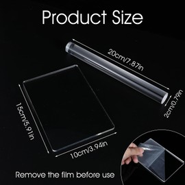 2 Pcs Polymer Clay Tools, Acrylic Roller for Polymer Clay with Thickness Rings, Acrylic Sheet Rectangle Shape, Clay Rolling Pin, Clear Clay Art Craft DIY Polymer Clay Tool