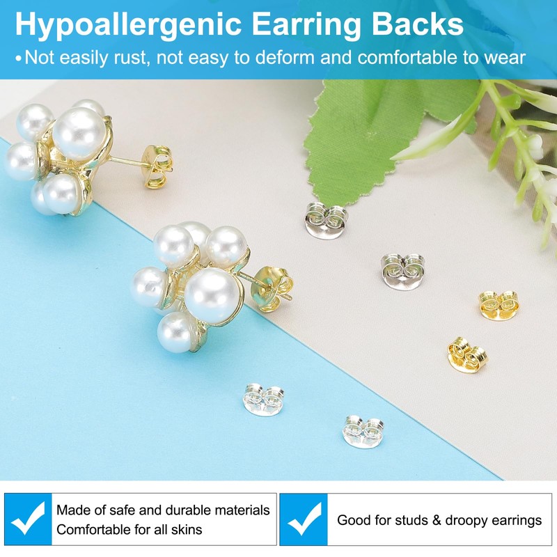 PATIKIL 12 Pcs Pure Titanium Earring Backs, Locking Earring Backs