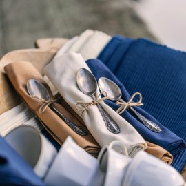 LINUM Robert Set of 4 Cloth Napkins 45 x 45 cm, 100% Cotton, Machine Washable, Light Pink