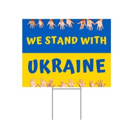 We Stand with Ukraine Yard Sign with H-Stake, Support for Ukraine Lawn Sign, No War Ukraine Sign, Solidarity with Ukraine Garden Sign