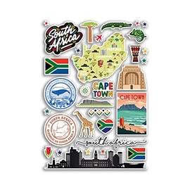 A4 Sticker Sheet South Africa Landmark Vinyl Decal African City Map Airport Stamp Skyline Flag Travel Holiday Culture Aesthetics #79999